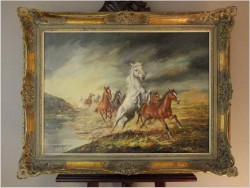 POLECAMY MALARZA ANIMALISTĘ! PĘDZĄCE DZIKIE KONIE - HANS RIEDMANN (1913-1991)