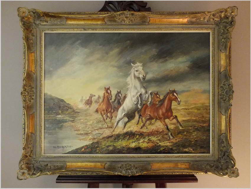 POLECAMY MALARZA ANIMALISTĘ! PĘDZĄCE DZIKIE KONIE - HANS RIEDMANN (1913-1991)