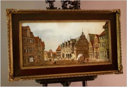 Wyjątkowe malarstwo! Widok na niemieckie przedmieście miasta, Celle - Klaus Rochel (*1936)