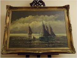 UNIKATOWY ROZMIAR! ŁODZIE NA MORZU - JEAN COUNE (1900-1963)