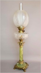 Pałacowa kolumnowa lampa naftowa z onyx - Si Gladiator Paris XIXw.