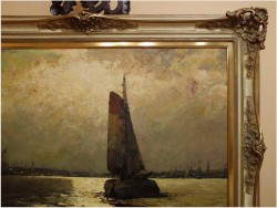 BOOT IM MONDSCHEIN, NOCTURNE ! org HELMUT KALUZA 1912-1984 HAMBURG