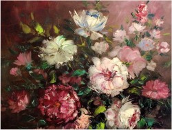 RARYTAS! KWIATY W NIEBIESKIM  WAZONIE ~ Prof.Adjez BAHMAN (1941)