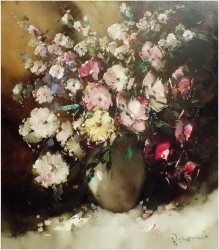 PAŁACOWE MALARSTWO! KWIATY W WAZONIE - Ingfried Paul HENZE-MORRO (1925-2013) CERTYFIKAT!