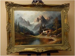 MEGA RARYTAS! ALPEJSKI KRAJOBRAZ - GUSTAW WEISS/GUWE (130 x 110)