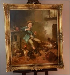 Chłopiec, Kury i Kaczki- Dickmeis Gerhard (Heinsberg 1918 - 1978 Jülich) 