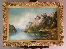 Polecamy w Dobrej Cenie! Ogromny Pejzaż z Fiordem - R. Molena (Germany, XIX/XXw.)