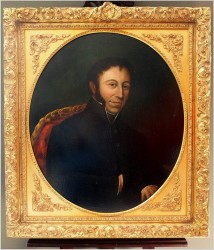 POLECAMY! WYJĄTKOWY PAŁACOWY PORTRET BIEDERMEIER PRZEDSTAWIAJĄCY POSTAĆ MĘŻCZYZNY XIXw.