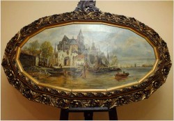 POLECAMY! WIDOK NA HOLENDERSKIE NABRZEŻE – WERNER HERMANN 1816-1905, DÜSSELDORF