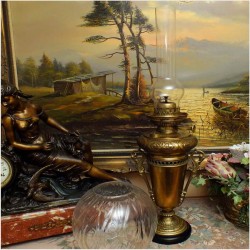 MOSIĘŻNA LAMPA NAFTOWA O PODSTAWIE MARMUROWEJ L&B *1883r.