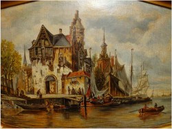 POLECAMY! WIDOK NA HOLENDERSKIE NABRZEŻE – WERNER HERMANN 1816-1905, DÜSSELDORF