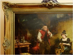 MALARSTWO AUKCYJNE! SCENA RODZAJOWA - DICKMEIS GERHARD (Heinsberg 1918 – 1978 Jülich)