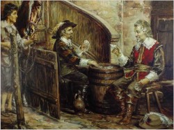 POLECAMY! SCENA W STAJNI, GRA W KARTY - Prof. Willi DEPRÉ (1922-1995r.) PIECZĘĆ LAKOWA + CERTYFIKAT!