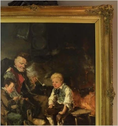 UWAGA, WYPRZEDAŻ KOLEKCJI! DZIADEK Z DZIEĆMI - DICKMEIS GERHARD (1918 – 1978)