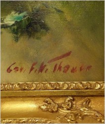 POLECAMY! PAŁACOWE MALARSTWO W BAROKOWEJ RAMIE, KWIATY W WAZONIE - FRIEDRICH KARL THAUER (1924-2009)