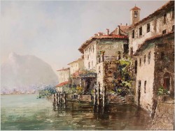 MALARSTWO SZPACHLOWE!!!  LAGO DI LUGANO GANDRIA - Constantino PROIETTO (1910-1979)