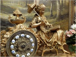 MEDALOWY WYJĄTKOWY ZEGAR FIGURALNY - BRĄZ (JAPY FRERES 1840r.) ZIELONY ONYX!