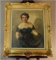 POLECAMY PIĘKNY PAŁACOWY PORTRET OLEJNY DAMY - FRANCJA *1930