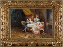 Pałacowe Malarstwo! Biesiadowanie Przy Muzyce, Scena Rokoko - Stephan Sedláček (1868-1936 Wien) 