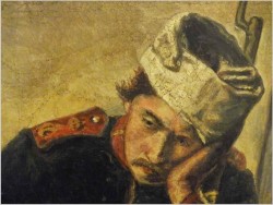POLECAMY WYJĄTKOWY OBRAZ OLEJNY! WOJNA NAPOLEOŃSKA, ZRANIONY ŻOŁNIERZ - CARL FRANZ BAUER (Wien, 1879-1954)