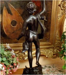 SYGNOWANA LAMPA NAFTOWA Z FIGURĄ ORFEUSZA - Par Bruchon (XIXw.)