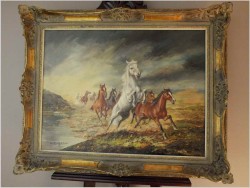 POLECAMY MALARZA ANIMALISTĘ! PĘDZĄCE DZIKIE KONIE - HANS RIEDMANN (1913-1991)