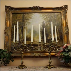 POLECAMY! STARY MOSIĘŻNY KOMPLET SECESYJNYCH ŚWIECZNIKÓW 2SZT