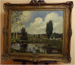 PIĘKNY KRAJOBRAZ W DUŻEJ BAROKOWEJ RAMIE ~ Carl Wilhelm Mosblech (1868-1934)