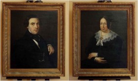 DWA ORYGINALNE PORTRETY Z OKRESU BIEDERMEIER (Olej, płótno 1840-60r.)