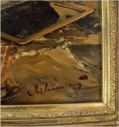 MALARSTWO AUKCYJNE! CHŁOPIEC BAWIĄCY SIĘ Z PSEM - DICKMEIS GERHARD (HEINSBERG 1918 – 1978 JÜLICH)