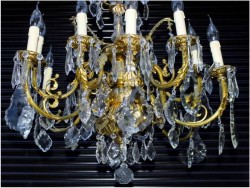 PAŁACOWY ŻYRANDOL MOSIĘŻNY Z KRYSZTAŁKAMI SWAROVSKIEGO - 12 PUNKTÓW OŚWIETLENIOWYCH (ANTYK!)