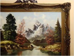 MALARSTWO NIEMIECKIE! PIĘKNY KRAJOBRAZ ALPEJSKI - sygn Warnoth XXw.