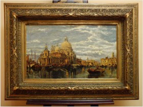WIDOK NA GRAND CANAL Z BAZYLIKĄ SANTA MARIA DELLA SALUTE  - Karl Kaufmann (Österreich,  1843–1901/05)