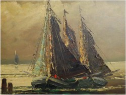 UNIKATOWY ROZMIAR! ŁODZIE NA MORZU - JEAN COUNE (1900-1963)