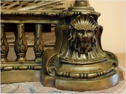 SECESYJNE WILKI DO KOMINKA, DEKORACJA KOMINKA - BRĄZ, FRANCJA XIXw.