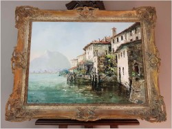 MALARSTWO SZPACHLOWE!!!  LAGO DI LUGANO GANDRIA - Constantino PROIETTO (1910-1979)