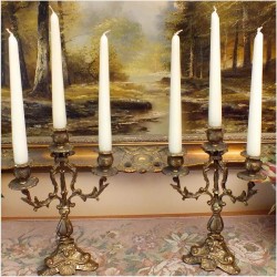 POLECAMY! STARY MOSIĘŻNY KOMPLET SECESYJNYCH ŚWIECZNIKÓW 2SZT