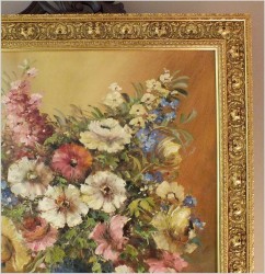 WYJĄTKOWE MALARSTWO W PAŁACOWEJ RAMIE!  KWIATY W WAZONIE - NIEMCY XXw.