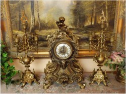 POLECAMY! PAŁACOWY ZEGAR Z KANDELABRAMI - (FHS HERMLE &SOHN) 15KG
