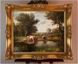 Nastrojowy Obraz! Krowy Przy Wodopoju - Karl Mohr (Düsseldorf 1922-2013)