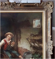 Malarstwo Aukcyjne! Chłopiec w Kurniku - Dickmeis Gerhard (Heinsberg 1918 - 1978 Jülich) Rozmiar XXL