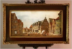 Wyjątkowe malarstwo! Widok na niemieckie przedmieście miasta, Celle - Klaus Rochel (*1936)