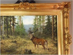 MALARSTWO AUKCYJNE! JELEŃ NA RYKOWISKU - ORYG. GEORG MAJEWICZ (1897-1965)