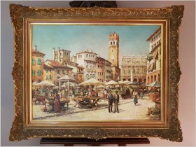 UNIKAT! PIAZZA DELLA ERBE, VERONA - HANS WOLF (1921 IN GRAZ; † 1972 EBENDA)