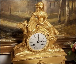 WYJĄTKOWY PAŁACOWY ZEGAR FIGURALNY, BRĄZ ZŁOCONY - EPOKA, KAROL X 1820r.