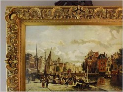 POLECAMY! NABRZEŻE STAREGO AMSTERDAMU - MAX GAISSER (AUGSBURG 1857-1922 MUNICH) ROZMIAR XXL