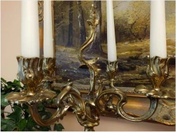 POLECAMY! STARY MOSIĘŻNY KOMPLET SECESYJNYCH ŚWIECZNIKÓW 2SZT