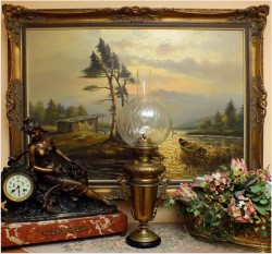 MOSIĘŻNA LAMPA NAFTOWA O PODSTAWIE MARMUROWEJ L&B *1883r.