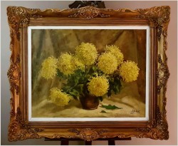 Duże Malarstwo Aukcyjne! Chryzantemy - Jules (Juul) CORT DE (1918-1999) 