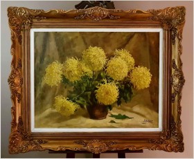Duże Malarstwo Aukcyjne! Chryzantemy - Jules (Juul) CORT DE (1918-1999) 
